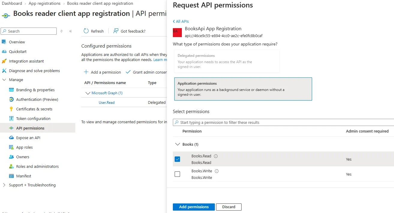 Choose BooksAPI App Registration
