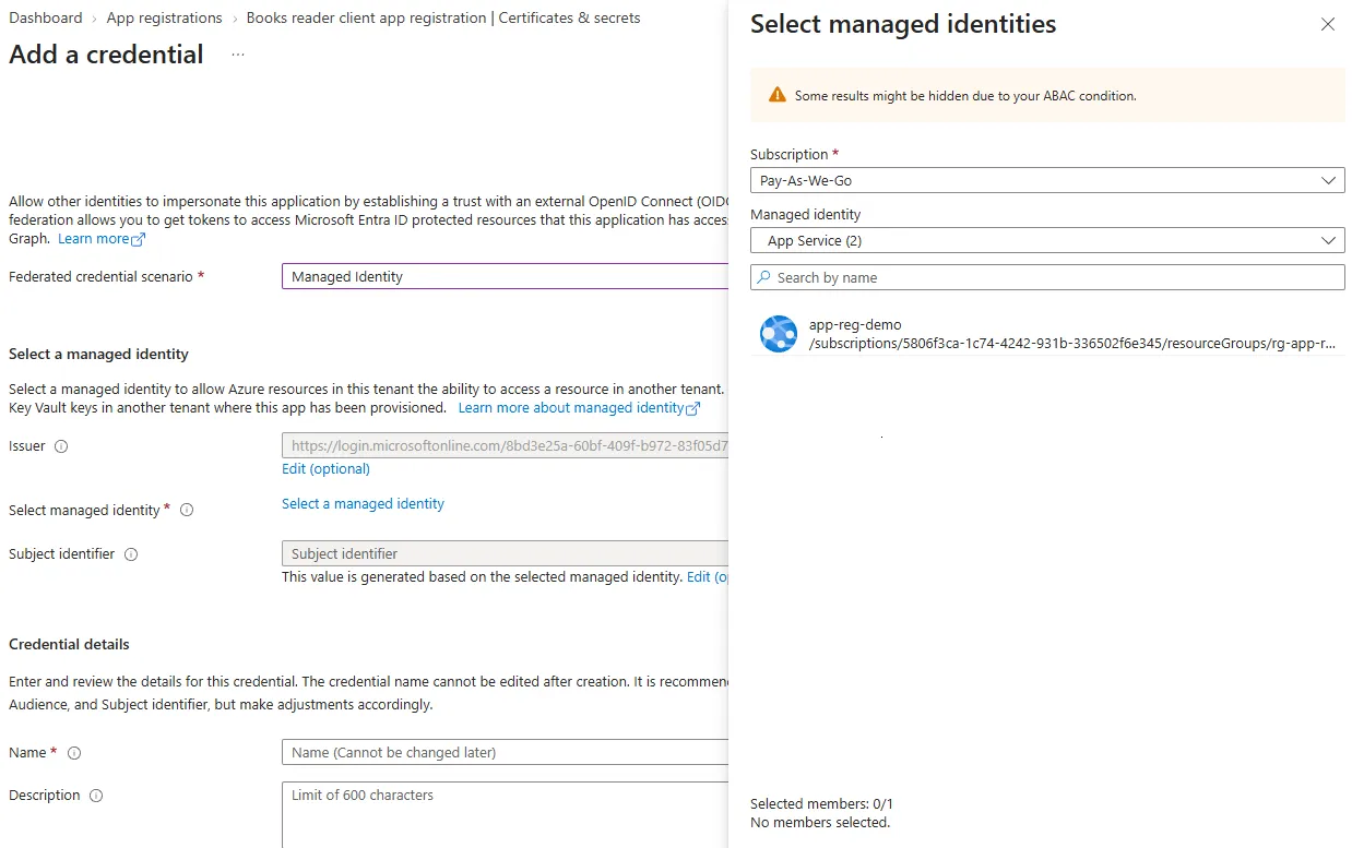 Add federated credential