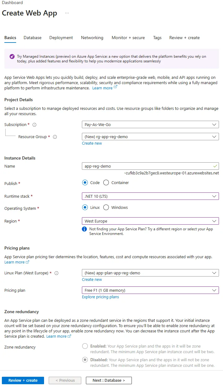 Create WebApp